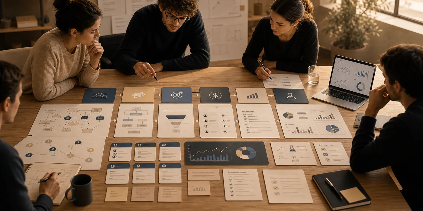 Founder team reviewing analytics, attribution and unit economics